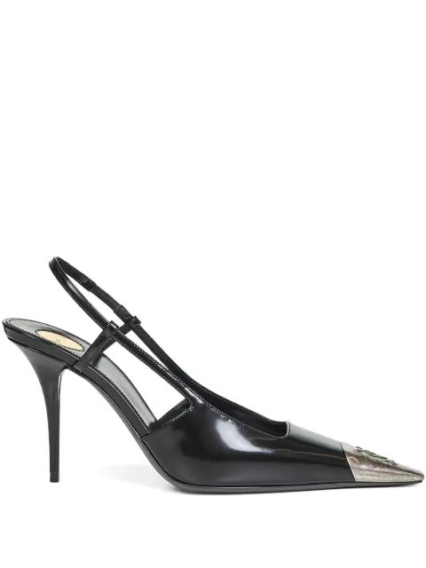 Saint Laurent 90mm Jeanne metal cap toe pumps Black 841158AAFAN