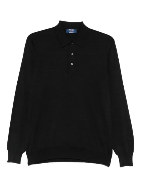 Fedeli fine-knit polo jumper Black MU007015