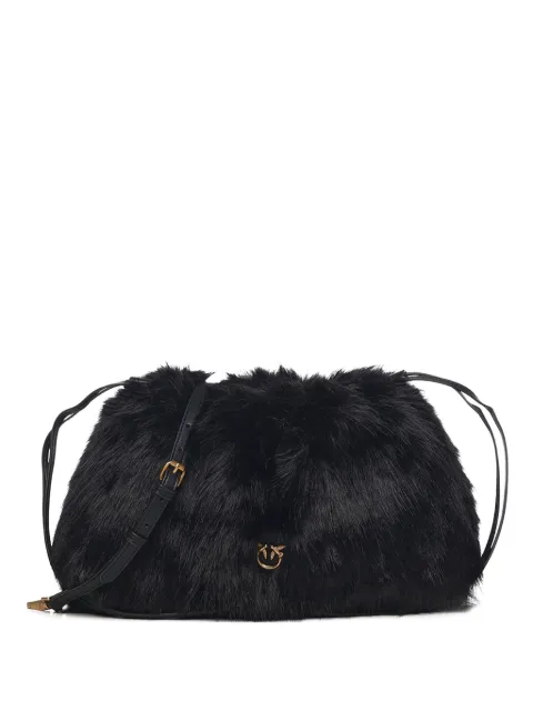PINKO faux-fur logo-plaque clutch bag Black 105909A2VZZ99Q
