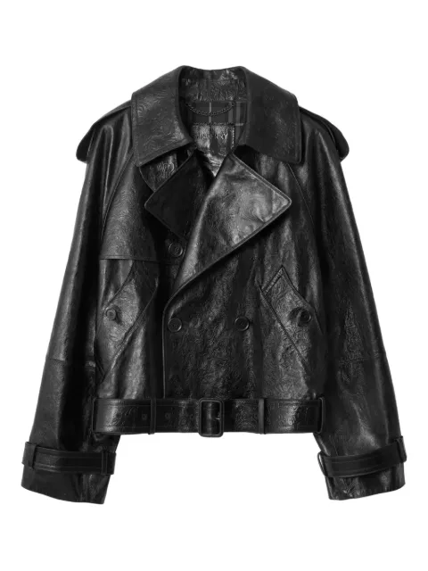 Burberry cropped embossed leather trench jacket Black 8115024