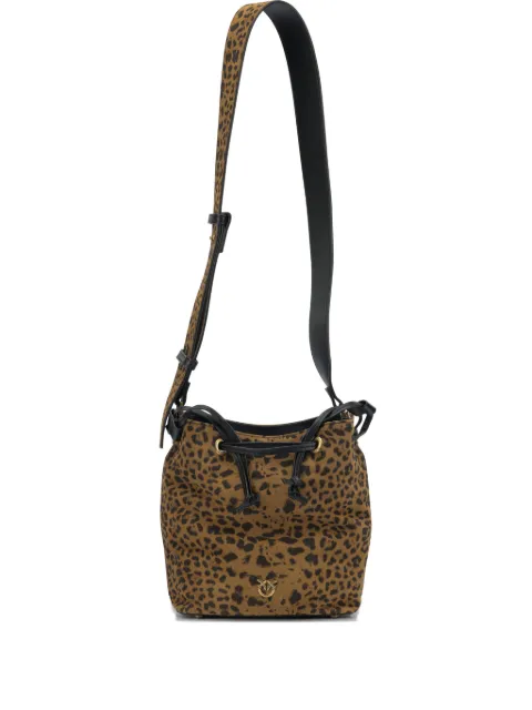 PINKO Leopard print drawstring shoulder bag Brown 104303A32AM35Q