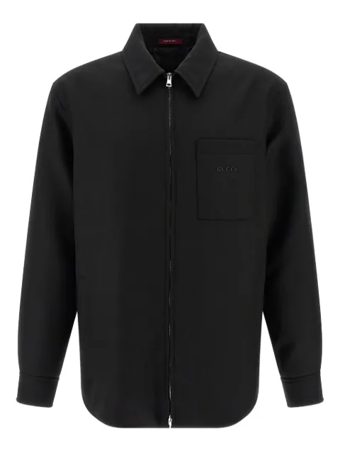 Gucci twill logo-lettering overshirt Black 827667ZAMII1000