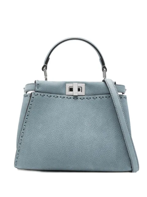 FENDI mini Peekaboo whipstitch-trim handbag Blue 8BN244AVQQ