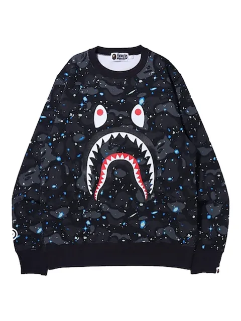 A BATHING APE® space camo shark crewneck Black B774DD13