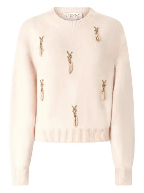 Genny tassel-embellished knitted top Neutrals 79AJF864CMX51