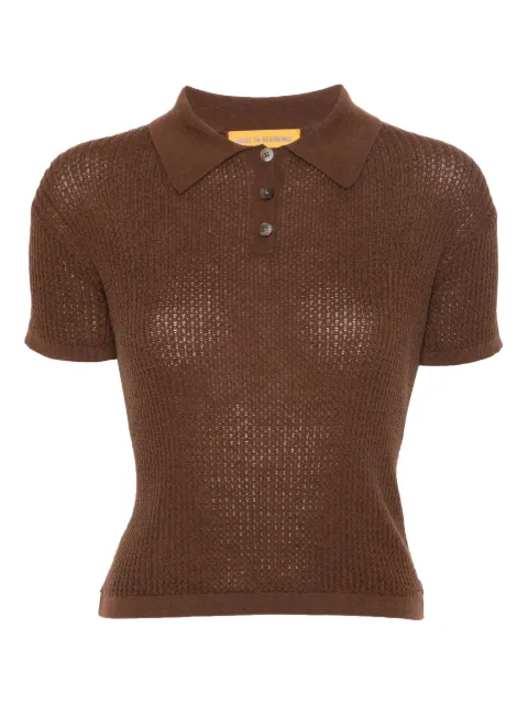 Guest In Residence Shrunken knitted polo top Brown W10111WF
