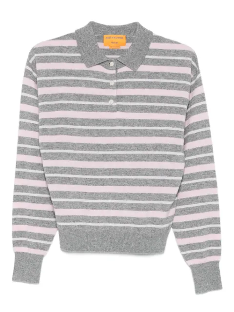 Guest In Residence collegiate stripe long-leeves polo top Grey W38510JL