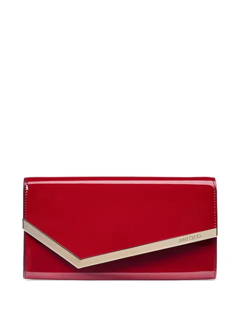 Jimmy Choo Emmie logo-debossed clutch bag Red EMMIEPAT