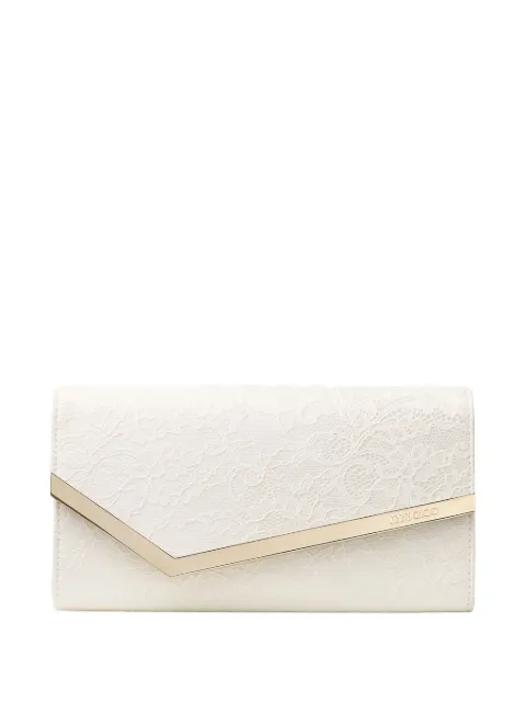 Jimmy Choo Emmie floral lace clutch bag White J000180651