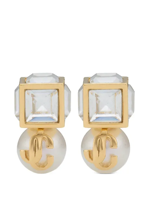 Jimmy Choo JC Cube pearl studded earrings Gold JCPEARLCUBESTUDSFTA
