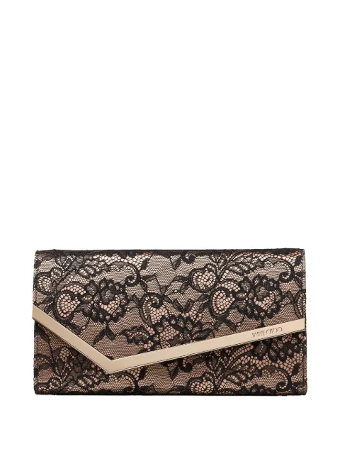 Jimmy Choo Emmie lace clutch bag Black EMMIEJXOBLACKBALLETPINK