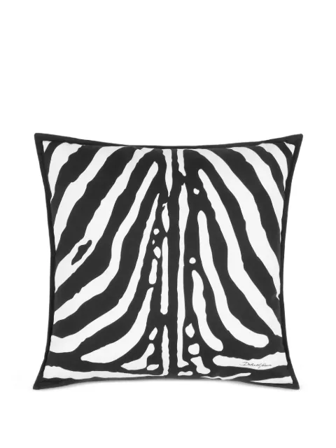 Dolce & Gabbana medium zebra-print canvas cushion (50cm x 50cm) Black TCE001TCAF1