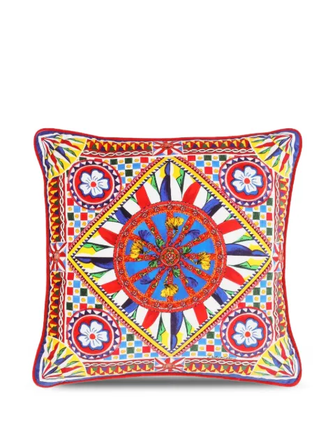 Dolce & Gabbana small velvet patterned cushion (45cm x 45cm) White TCE001TCA96