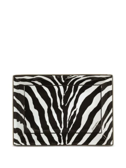 Dolce & Gabbana zebra porcelain trinket tray (26cm x 8.5cm) Black TCC199TCAMJ