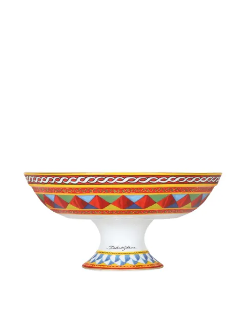 Dolce & Gabbana geometric porcelain fruit bowl (30cm) White TCC193TCAMS