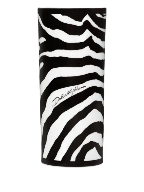 Dolce & Gabbana cylindrical zebra vase (10cm) Black TCC196TCAMX