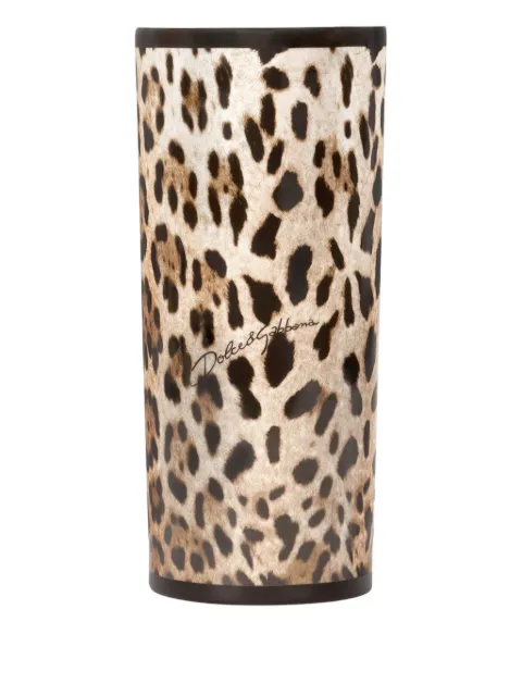 Dolce & Gabbana cylindrical leopard porcelain vase (10cm) Brown TCC196TCAMW