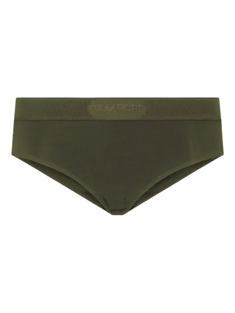TOM FORD ribbed logo-detail briefs Green KNJ004JEX166