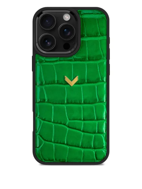 VELANTE crocodile-embossed iPhone 16 Pro phone case Green 01PERCAI16PMMGBLCKEMERALDIPHONE16PRO
