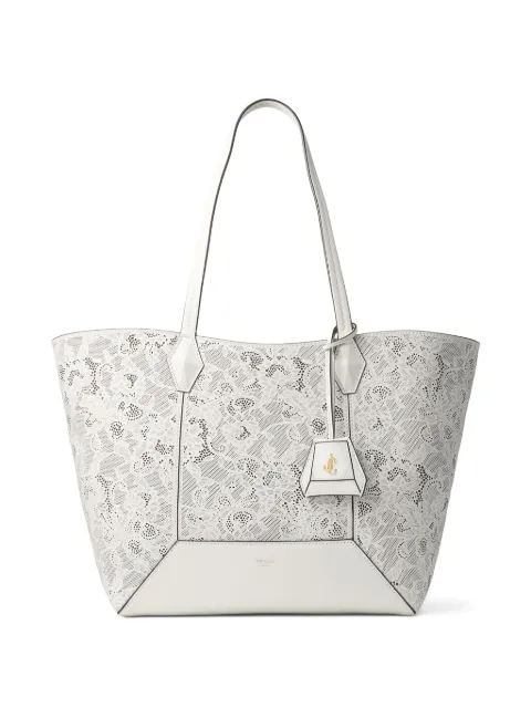 Jimmy Choo medium Diamond perforated-embellished tote bag White DIAMONDTOTEMBPJ