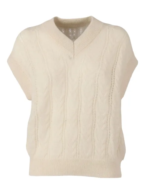 Filippo De Laurentiis cable-knit V-neck vest Neutrals CV3SMMO7T