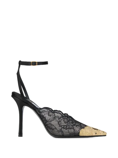 Jimmy Choo Faiz 100 lace metal-toe pumps Black FAIZ100FYZ