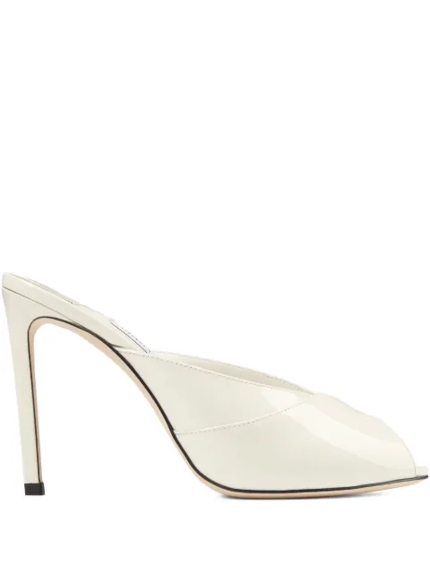 Jimmy Choo Brigitte 100 peep-toe mules Neutrals BRIGITTEMULE100PAT