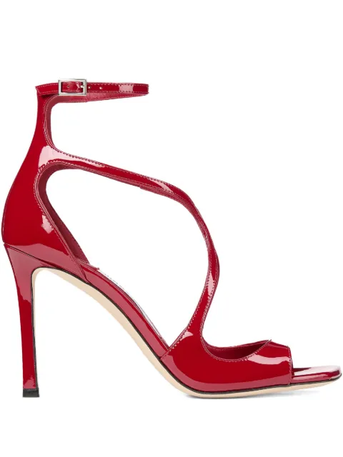 Jimmy Choo Azia 95 leather sandals Red AZIA95PATRUBYRED
