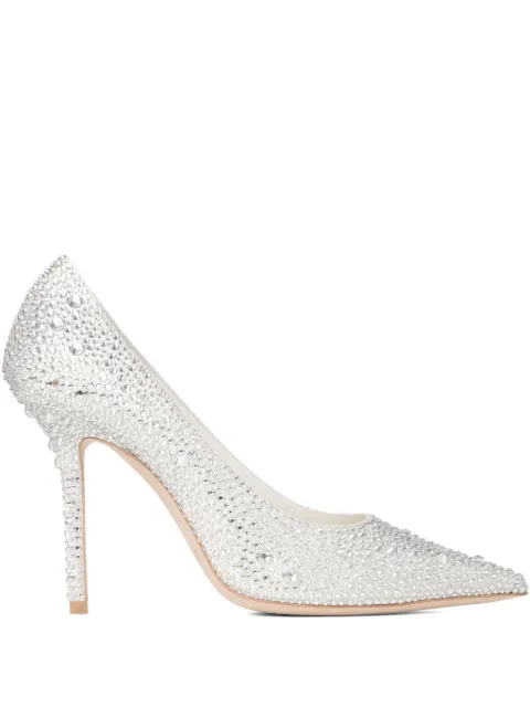 Jimmy Choo Love 100 crystal-embellished pointed pumps Silver LOVE100SWQ