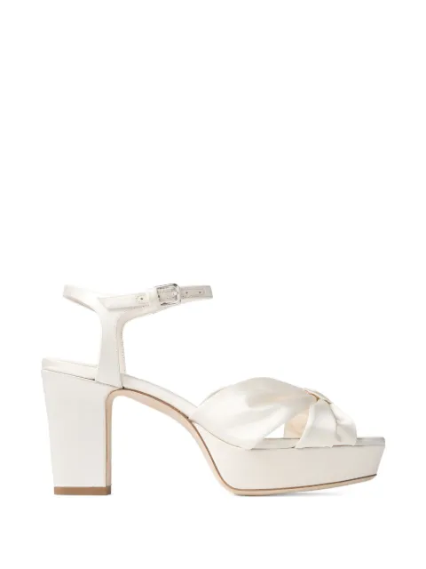 Jimmy Choo Heloise 80 knotted platform sandals White HELOISE80SAT