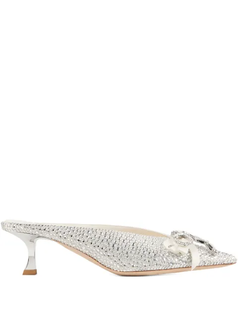 Jimmy Choo Auria crystal bow mules Silver AURIAMULE50BTN