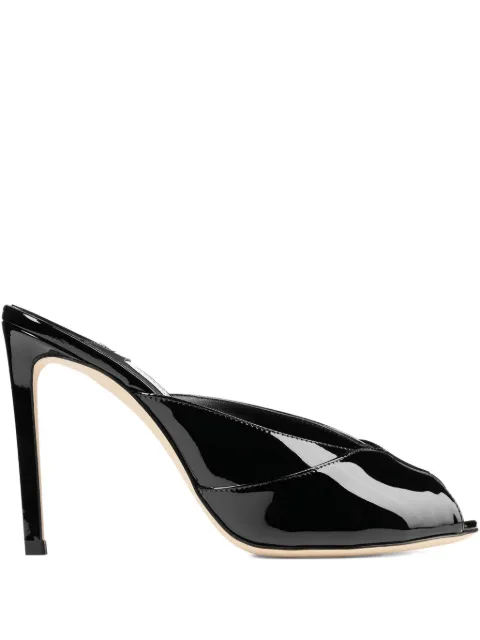 Jimmy Choo Brigitte Mule 100 peep-toe mules Black BRIGITTEMULE100PAT