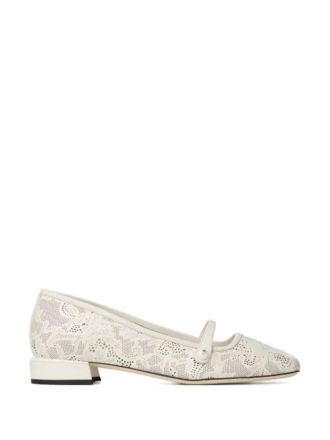 Jimmy Choo Elisa pearl laser-cut ballerina White ELISABALLERINABVP