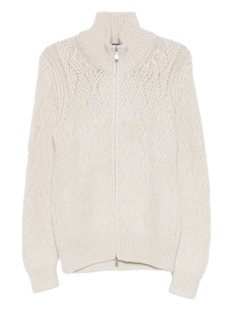 Barba zip-up cable-knit cardigan Neutrals 700025265
