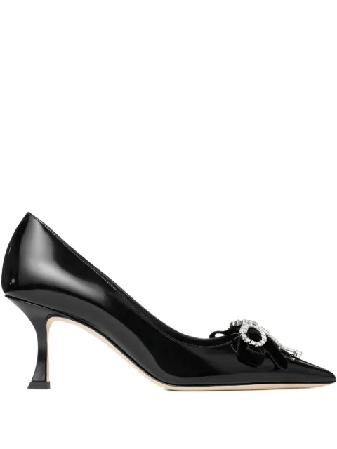 Jimmy Choo Auria 70 crystal-bow pumps Black AURIA70BSV