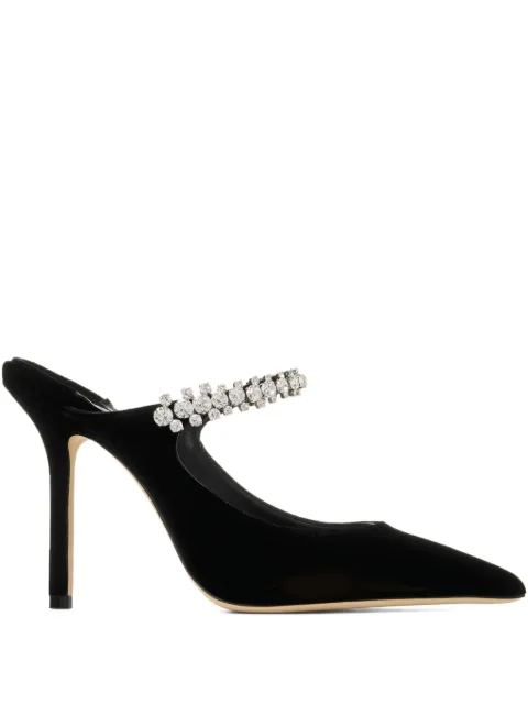 Jimmy Choo Bing 100 crystal-embellished heeled mules Black BING100VEL