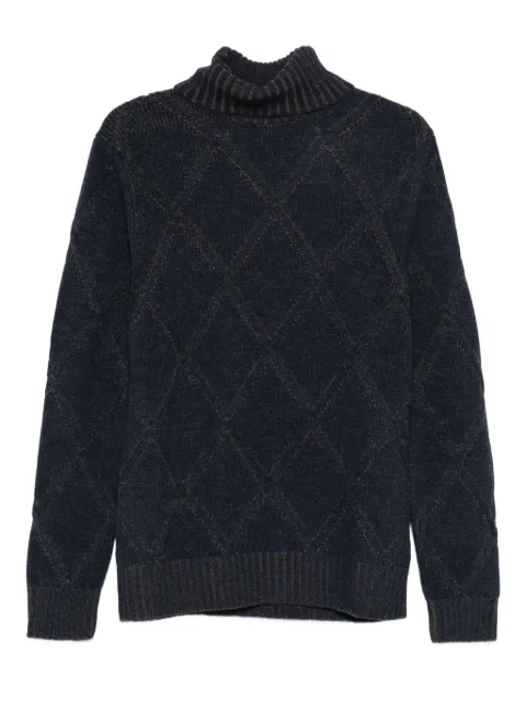 Barba argyle-check roll-neck jumper Blue 700025241