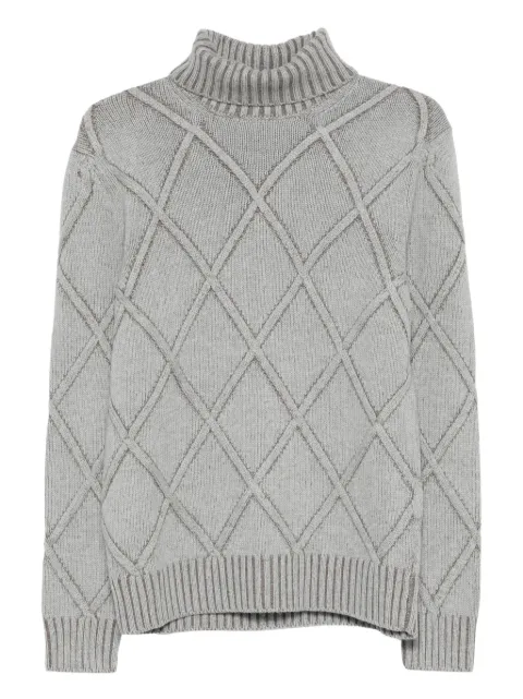Barba argyle-checked roll-neck jumper Grey 700025241