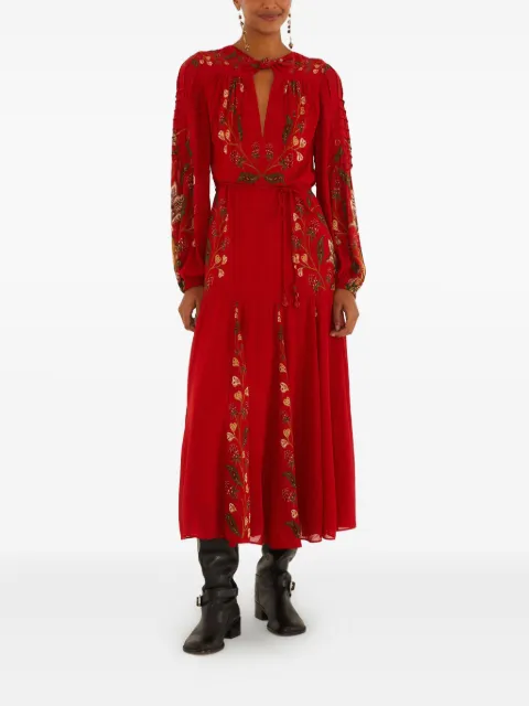 FARM Rio floral-embroidered maxi dress Red 345755