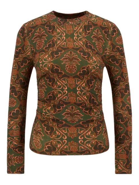 FARM Rio Luana patterned long-sleeve top Green 340111