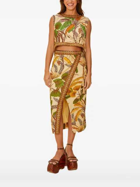 FARM Rio foliage sketch open back top Neutrals 336483
