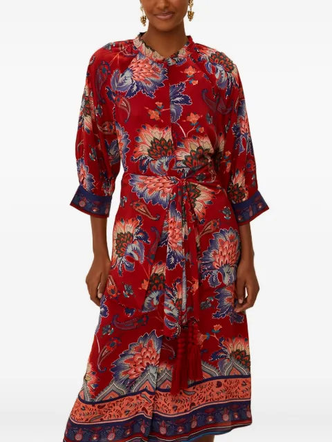 FARM Rio tie-waist floral midi dress Red 336525