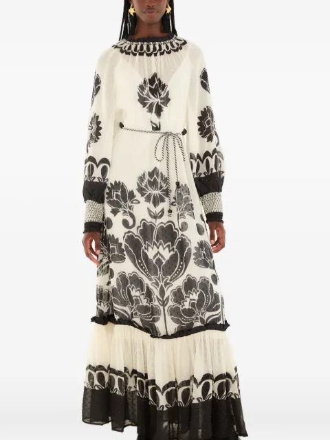 FARM Rio floral arabesque tie maxi dress White 339998