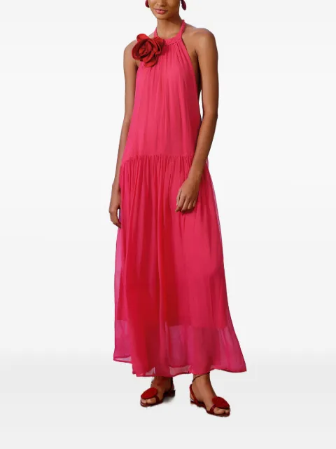 FARM Rio halterneck floral-detail maxi dress Pink 342069
