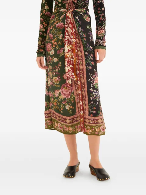 FARM Rio floral midi skirt Green 345760