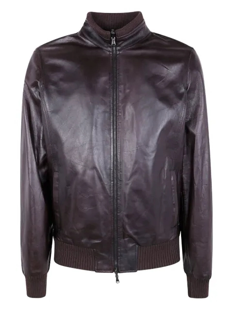 Barba ribbed leather jacket Brown FOX51210