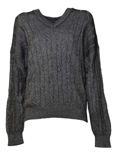 SOLOTRE cable-knit V-neck sweater Grey M3F0029A99