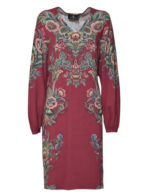 ETRO V-neck floral dress Red WRHA042799SPD90X0865