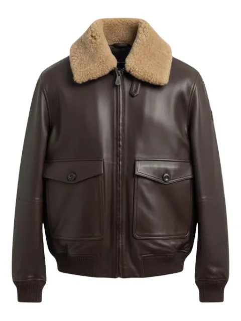 Peuterey zip-fastening leather jacket Brown PEU563199012390494