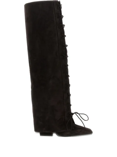 Paris Texas 100m Jane fold over lace-up boots Brown PX1805XV003